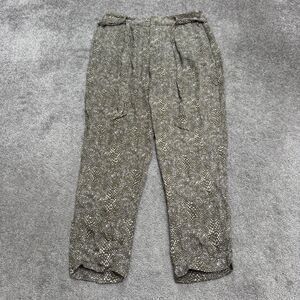 Joie Silk Anke Print Belted Tapered Pants Womens 8 Green Animal High Rise 32x29